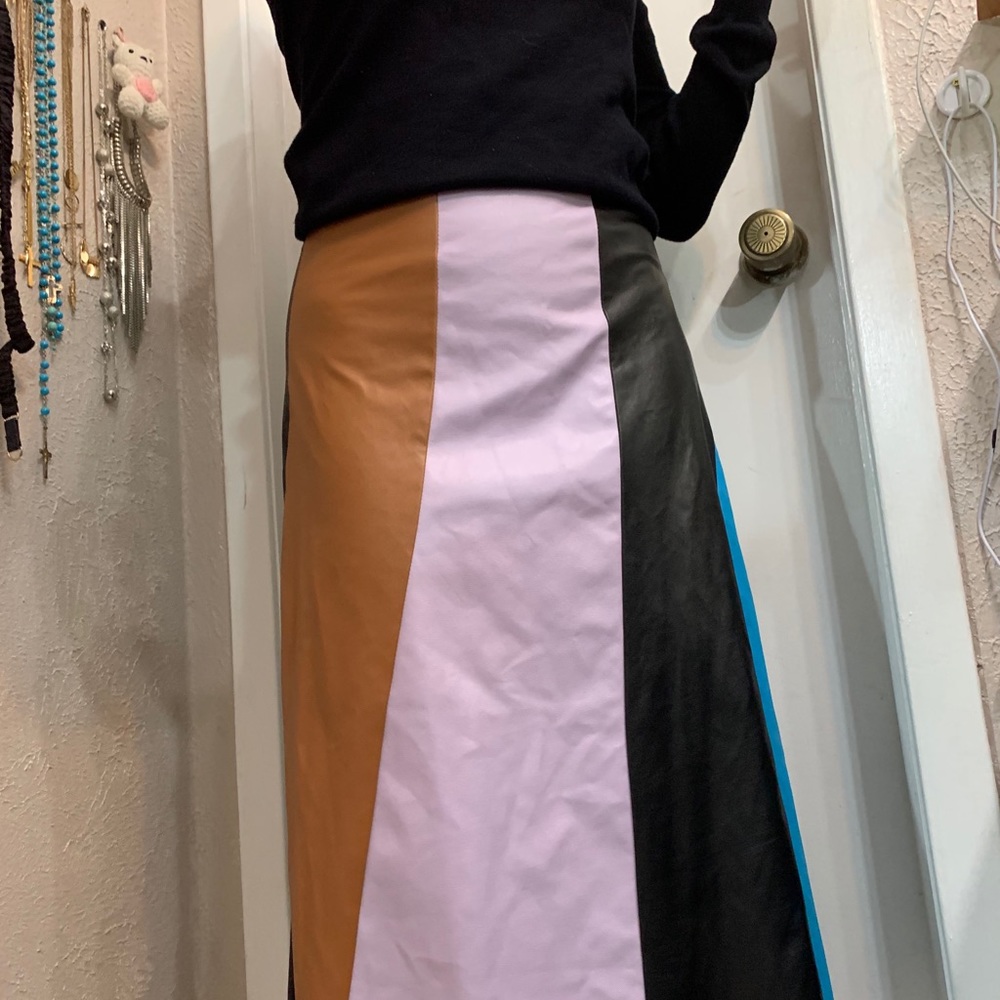 Cute multicolor leather skirt